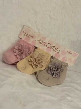 Ava Olivia NWT 6 pk Baby Girl Flower Bow Socks Boutique Booties NEW!